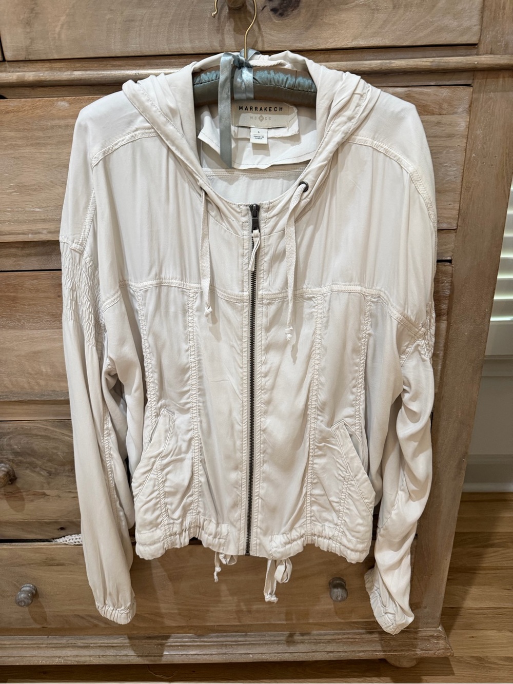 Marrakech Lightweight Cream Hooded Utility Jacket
